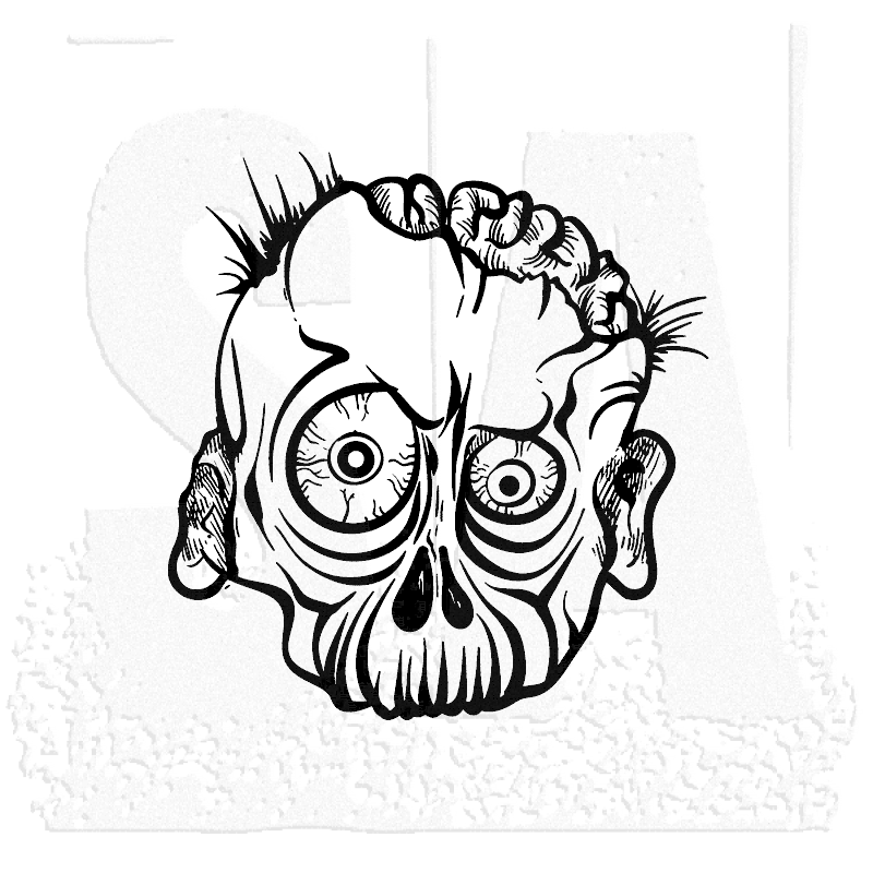 800x800 Tim Holtz Wood Mounted Stamp Zombie Head - Zombie Head Drawing