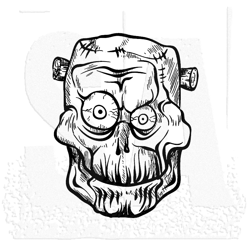 800x800 Tim Holtz Wood Mounted Stamp Zombie Head - Zombie Head Drawing