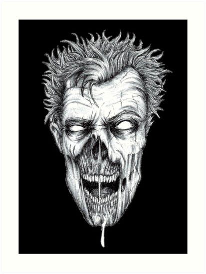 413x549 Zombie Head Art Prints - Zombie Head Drawing