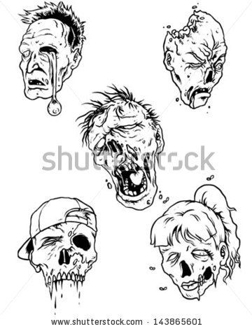 360x470 zombie head drawing zombie head - Zombie Head Drawing