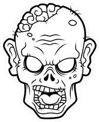 203x250 Cartoon Zombie Head Line Art Sticker - Zombie Head Drawing