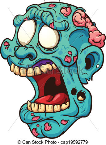 343x470 zombie head cartoon zombie head vector clip art illustration - Zombie Head Drawing