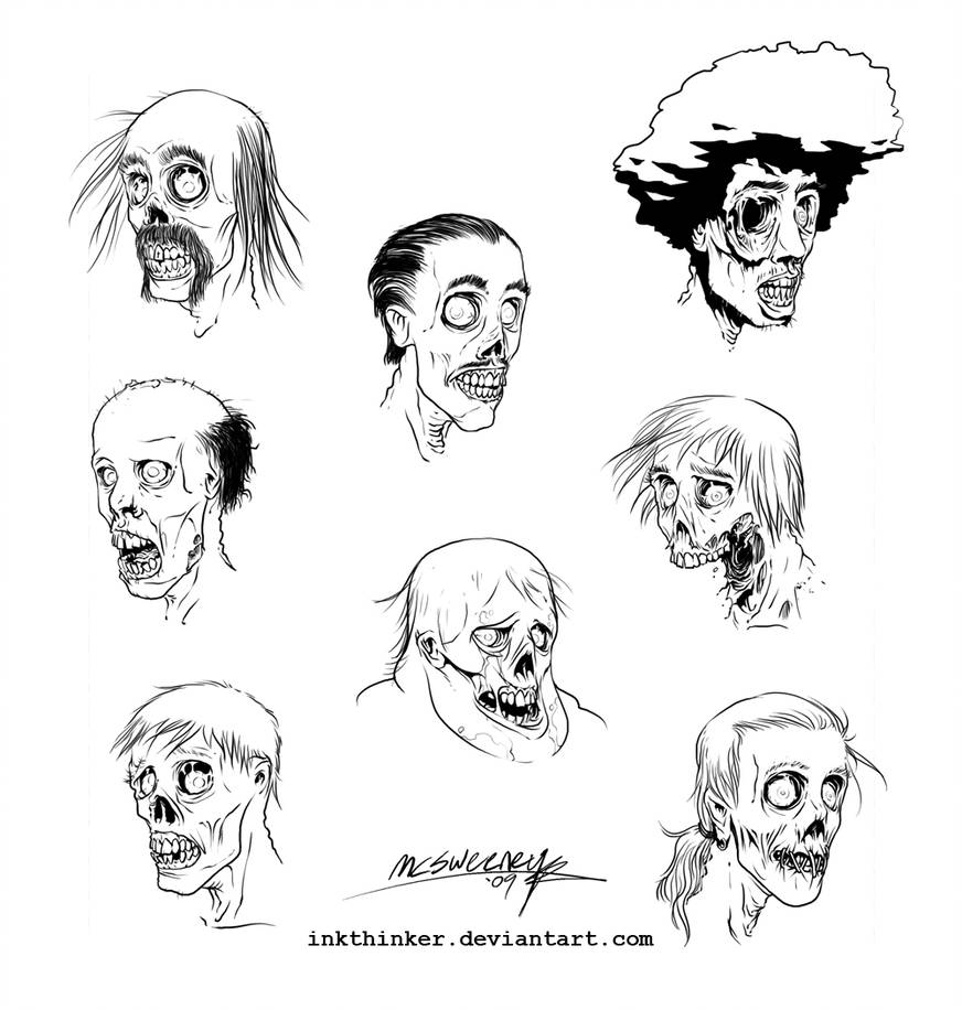 872x916 Zombie Heads - Zombie Head Drawing