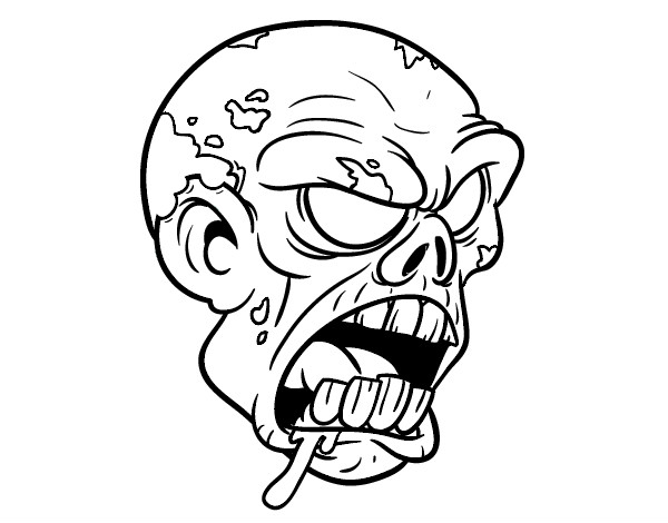 600x470 Colored - Zombie Head Drawing