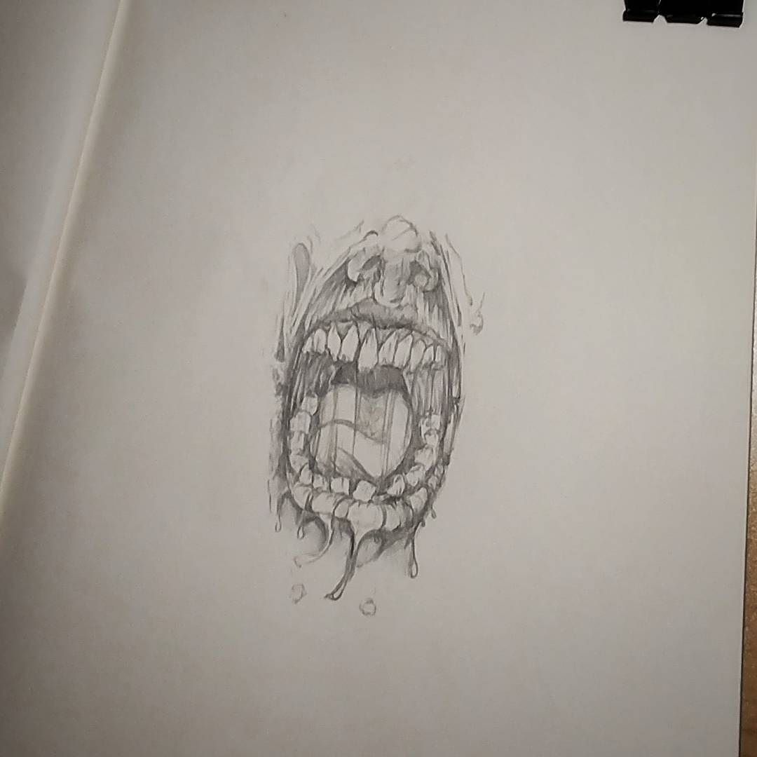 1080x1080 Give Us A Kiss - Zombie Mouth Drawing