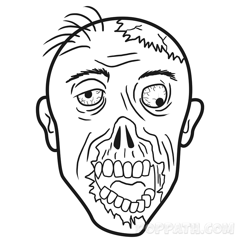 800x800 How To Draw A Zombie Head Pop Path - Zombie Mouth Drawing