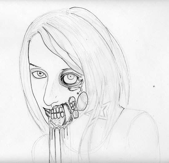 550x531 How To Draw A Zombie - Zombie Mouth Drawing