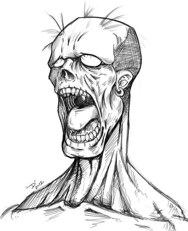 600x734 insanely cool zombie drawings and sketches - Zombie Mouth Drawing