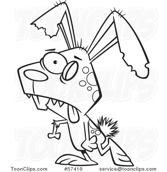 581x600 Cartoon Outline Of Zombie Bunny Rabbit Walking - Zombie Outline Drawing
