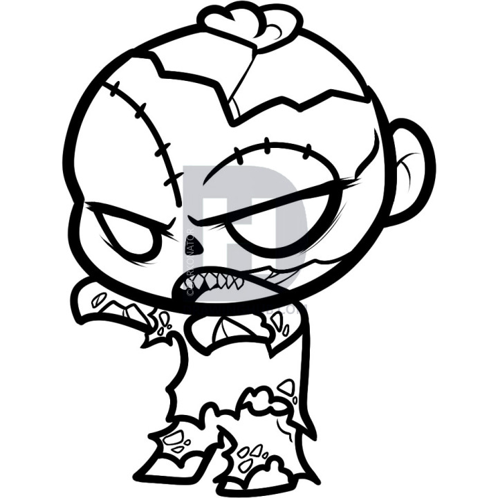 720x720 How To Draw A Chibi Zombie, Chibi Zombie, Step - Zombie Outline Drawing