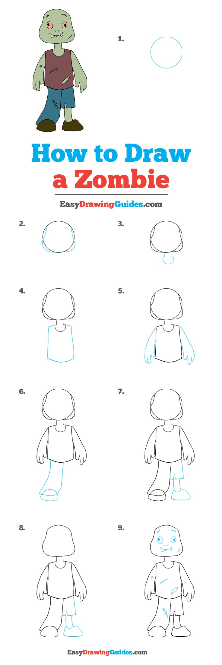 736x2205 How To Draw A Zombie - Zombie Outline Drawing