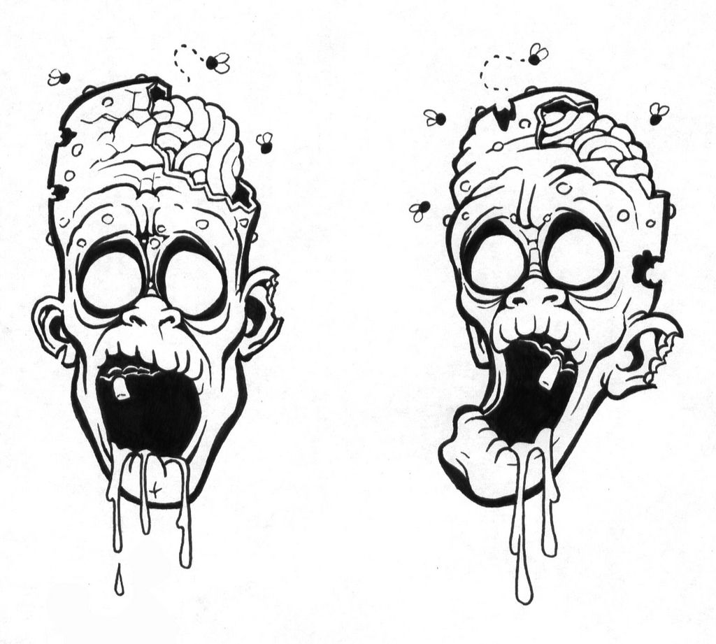 1024x921 Zombie Tattoo Outline Zombie Tattoo Ink Drawings For Tattoo - Zombie Outline Drawing