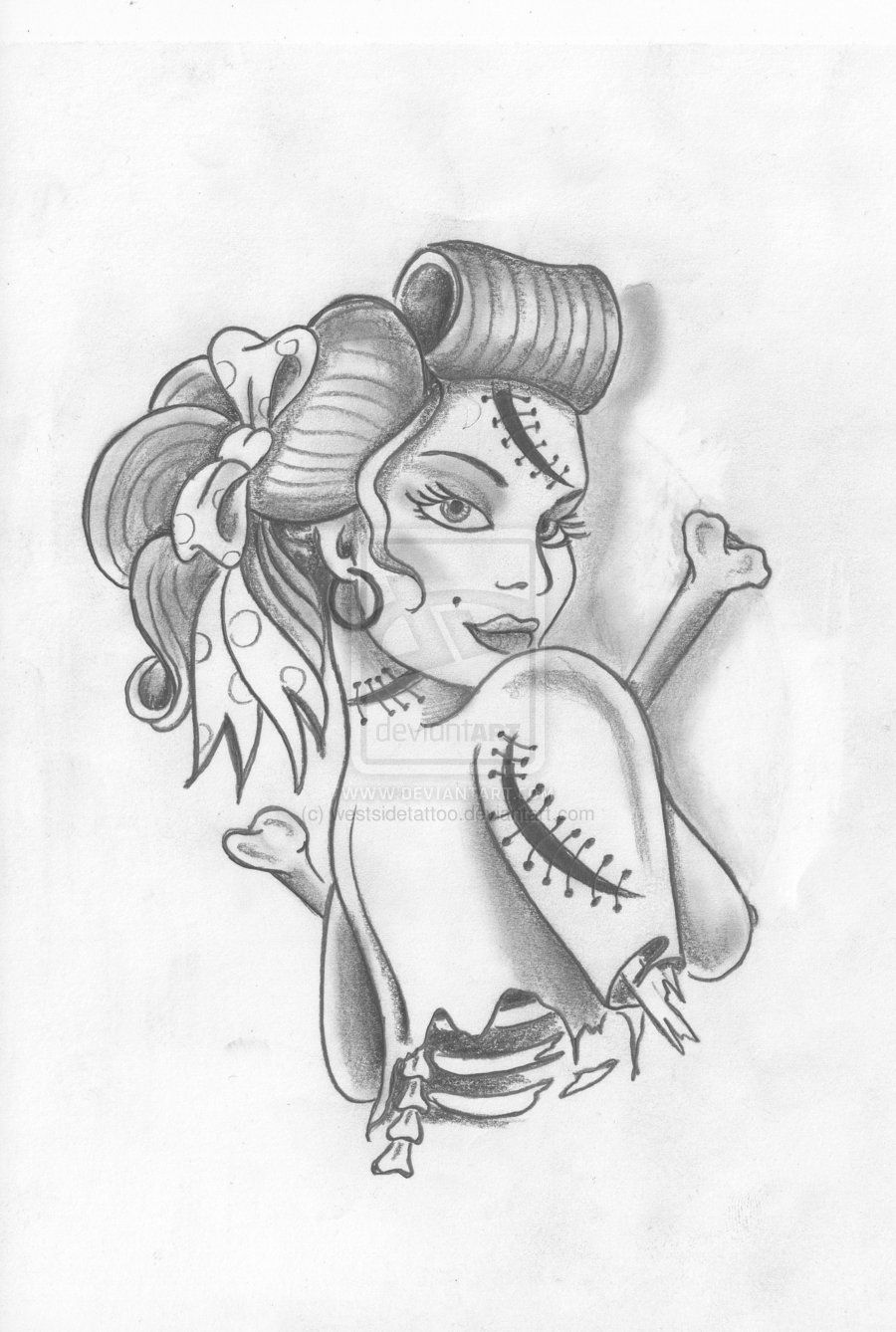 900x1338 zombie pin up tattoozombie pinup - Zombie Pin Up Girl Drawings