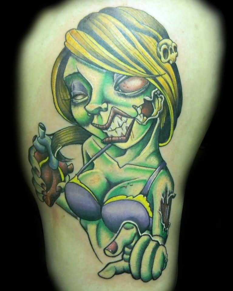 Levi Hilton Zombie Pin Up Girl Tattoo - Zombie Pin Up Girl Drawings. 