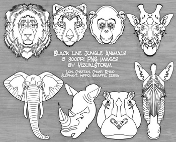 350x282 Black Line Zoo Animal Clipart, Hand Drawn Safari Animal Line - Zoo Animals Drawing
