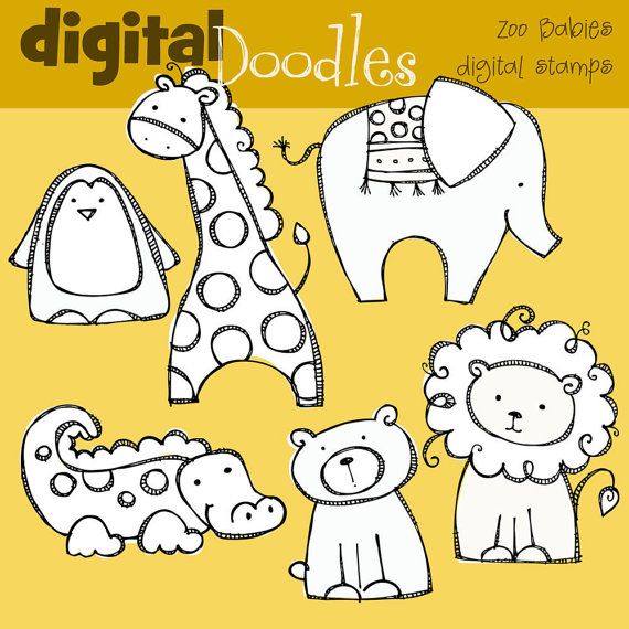 570x570 kpm zoo babies digital stamps cool images art, zoo drawing - Zoo Drawing For Kid