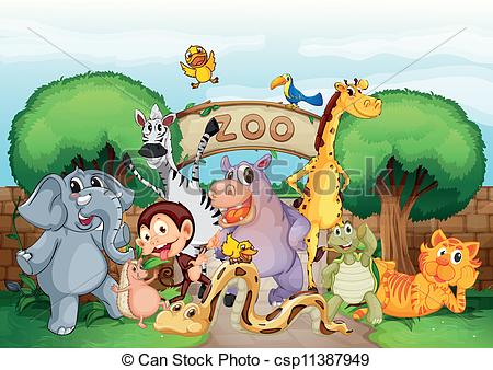 450x338 Illustration Of A Zoo And The Animals In A Beautiful Nature - Zoo Pictures For Drawing