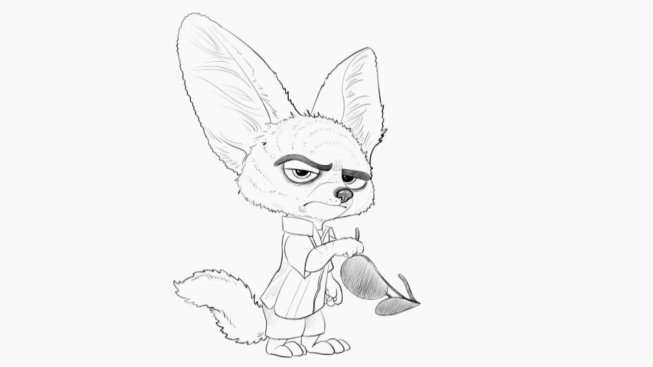 1280x720 How To Draw A Finnick From Zootopia - Zootopia Drawings