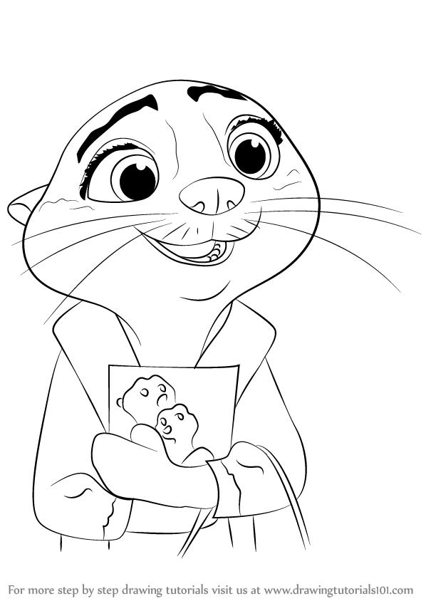 598x844 Learn How To Draw Mrs Otterton From Zootopia - Zootopia Drawings