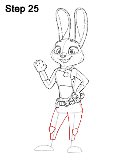 404x523 How To Draw Judy Hopss From Zootopia - Zootopia Drawings