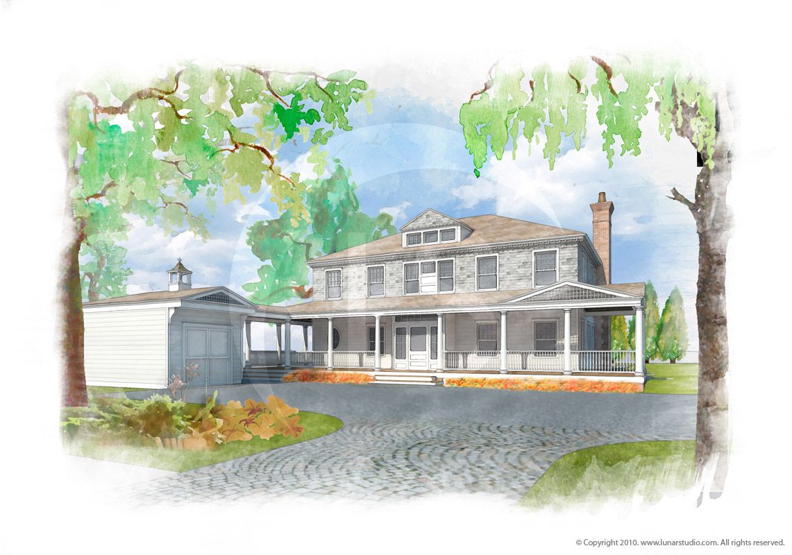 1141x800 House Watercolor Painting. A Watercolor Painting Based On 3d - 3d Watercolor