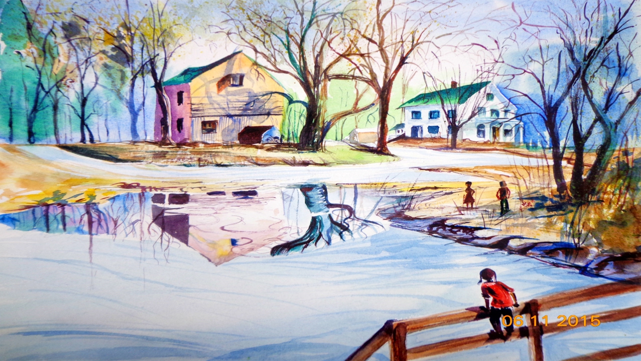 1280x720 Scenery Drawing With Watercolor Watercolor Painting Landscape - 3d Watercolor