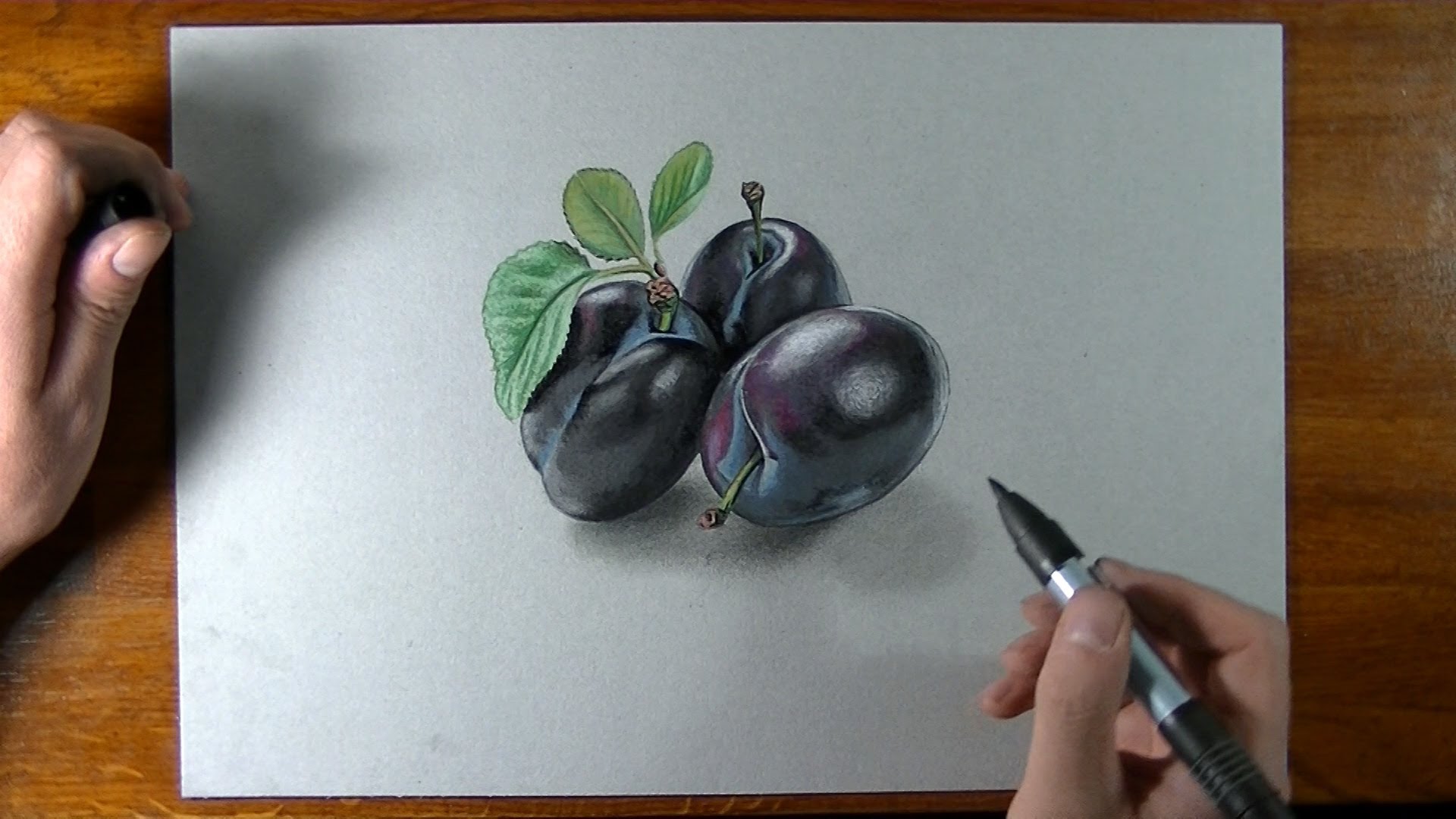 1920x1080 How To Draw 3d Plums - 3d Watercolor Painting