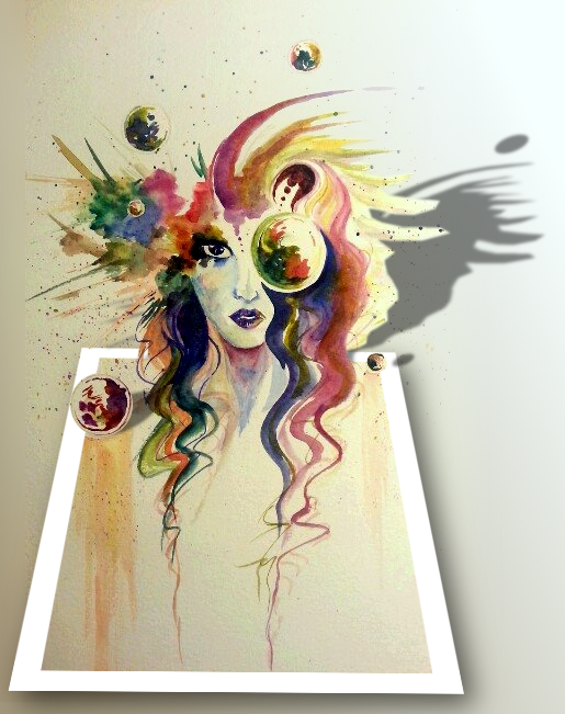 515x651 3d Pop Out Effect Of Abstract Painting By Trandoductin - 3d Watercolor Painting