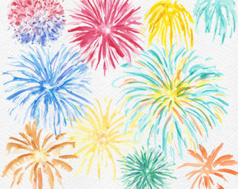 340x270 Glitter Clipart Firework - 4th Of July Watercolor