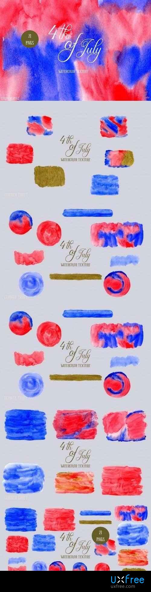 500x1956 Watercolor Texture 4th Of July - 4th Of July Watercolor