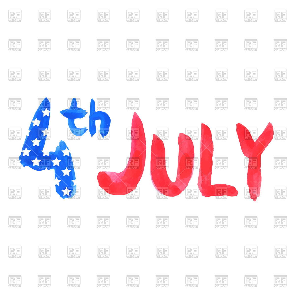 1200x1200 Watercolor Text 4th July In Colours Of Usa Flag Vector Image - 4th Of July Watercolor