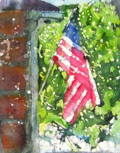 400x508 Whittier Artists 4th Of July, Lucy Breeden Watercolor Batik - 4th Of July Watercolor
