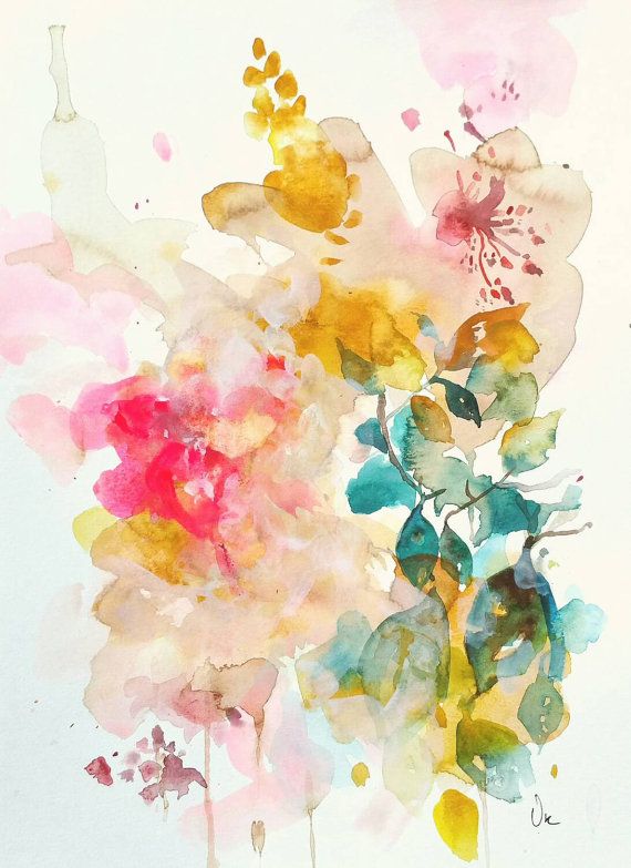 570x783 Watercolor Painting, Abstract Original Art ,beautiful Floral - Abstract Art Watercolor