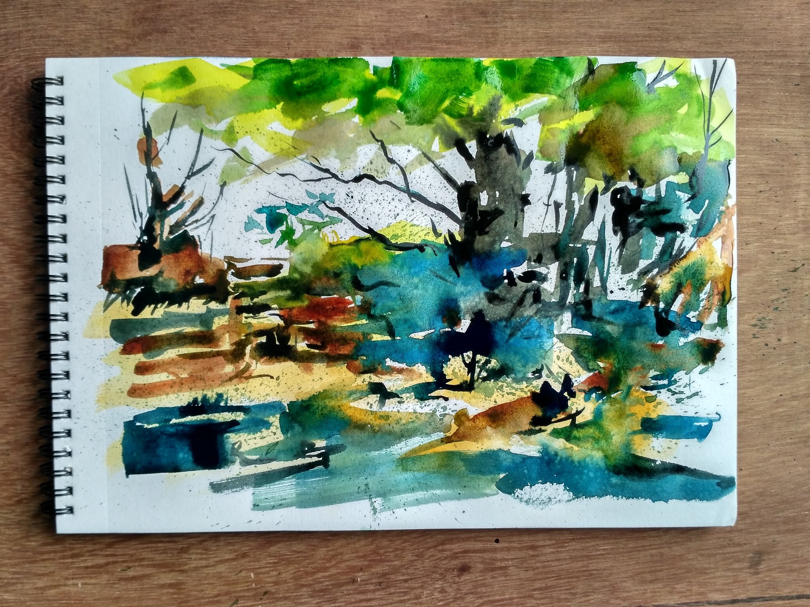 2697x2023 Abstract Landscape Painting Watercolor Painting Paint With - Abstract Art Watercolor Paintings