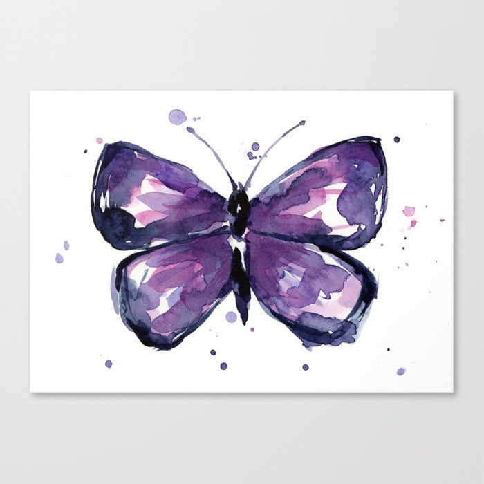 700x700 Purple Butterfly Watercolor Abstract Animal Art Canvas Print By - Abstract Butterfly Watercolor