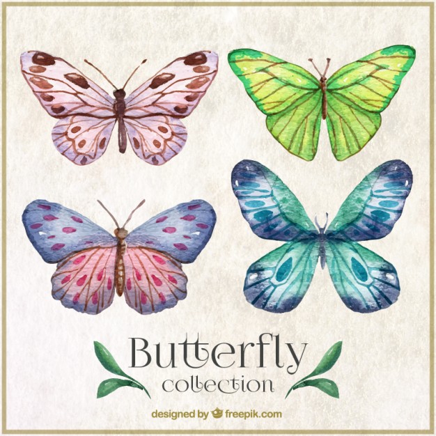 626x626 Watercolor Butterflies With Abstract Shapes Wings Vector Free - Abstract Butterfly Watercolor