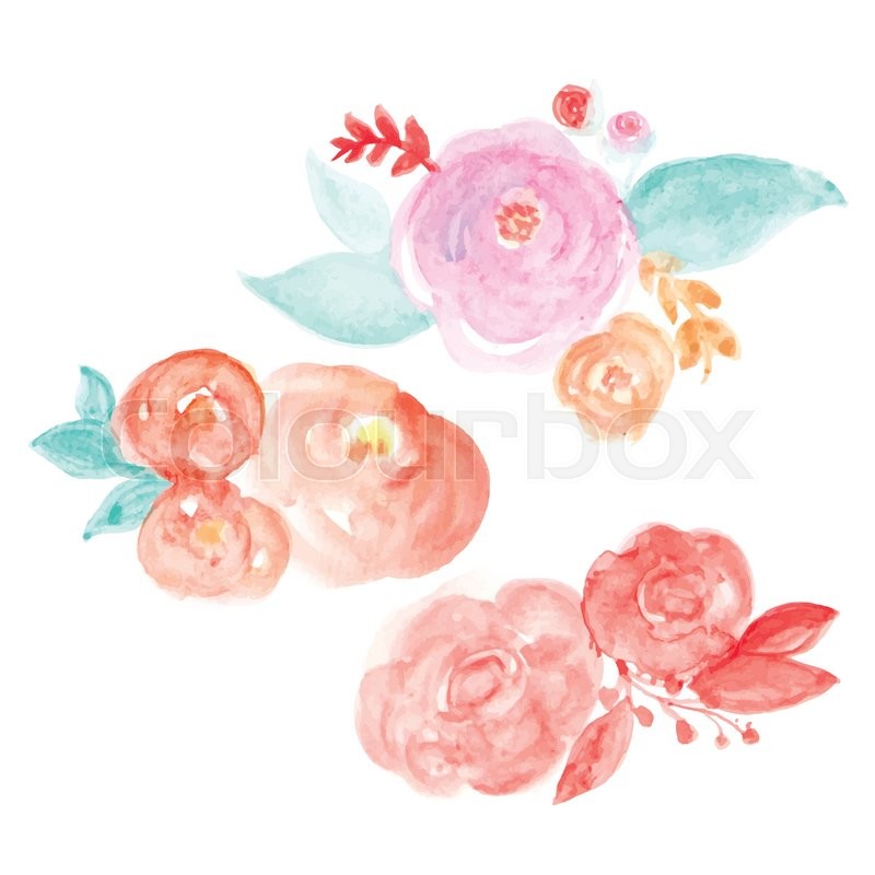 800x800 Watercolor Flower Vector. Round Watercolor Flowers. Abstract - Abstract Flower Watercolor