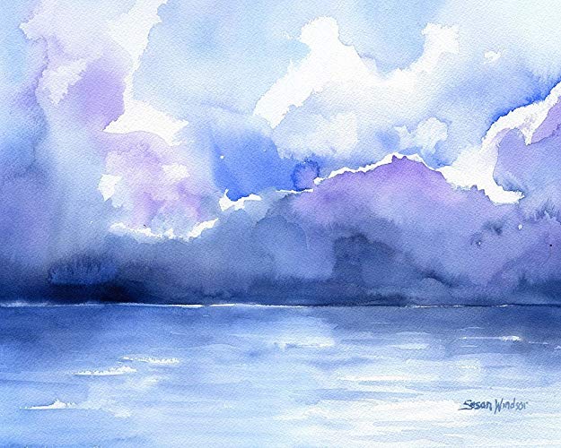 625x500 Abstract Ocean Watercolor Print Landscape - Abstract Ocean Watercolor
