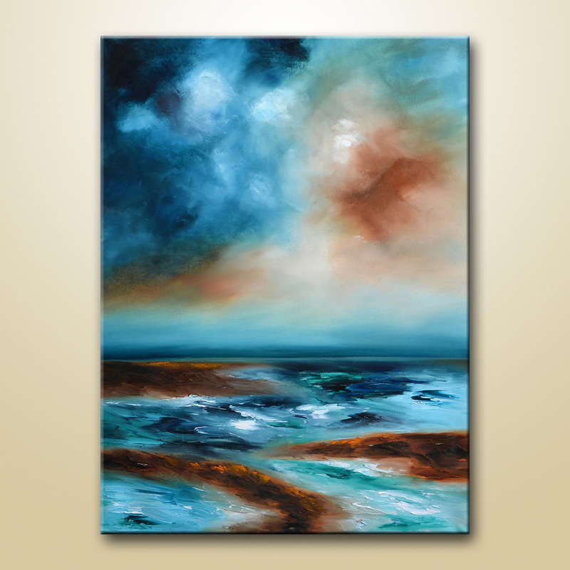 800x800 Contemporary Abstract Ocean Painting - Abstract Ocean Watercolor