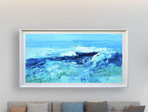 300x228 Modern Home Decor Art Hand Drawn Blue Abstract Ocean Oil Painting - Abstract Ocean Watercolor