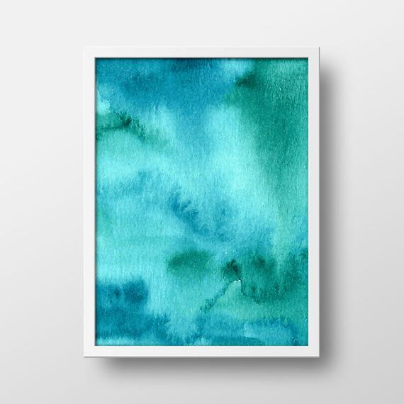 570x570 Turquoise Abstract Art Print, Modern Art Print, Abstract Wall - Abstract Ocean Watercolor