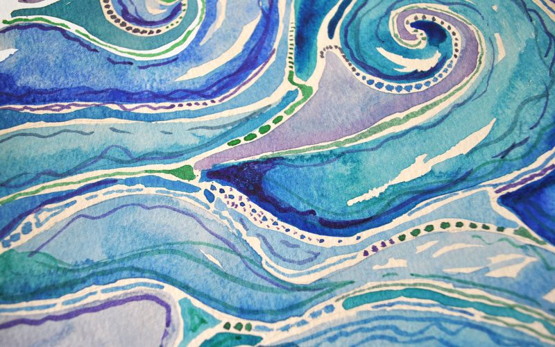 800x500 Watercolor Abstract Of The Sea Coastal Decor - Abstract Ocean Watercolor
