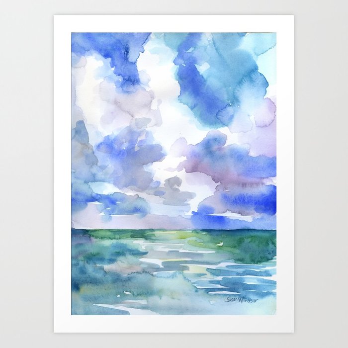 700x700 Abstract Ocean Watercolor Art Print By Susanwindsor Society6 - Abstract Ocean Watercolor