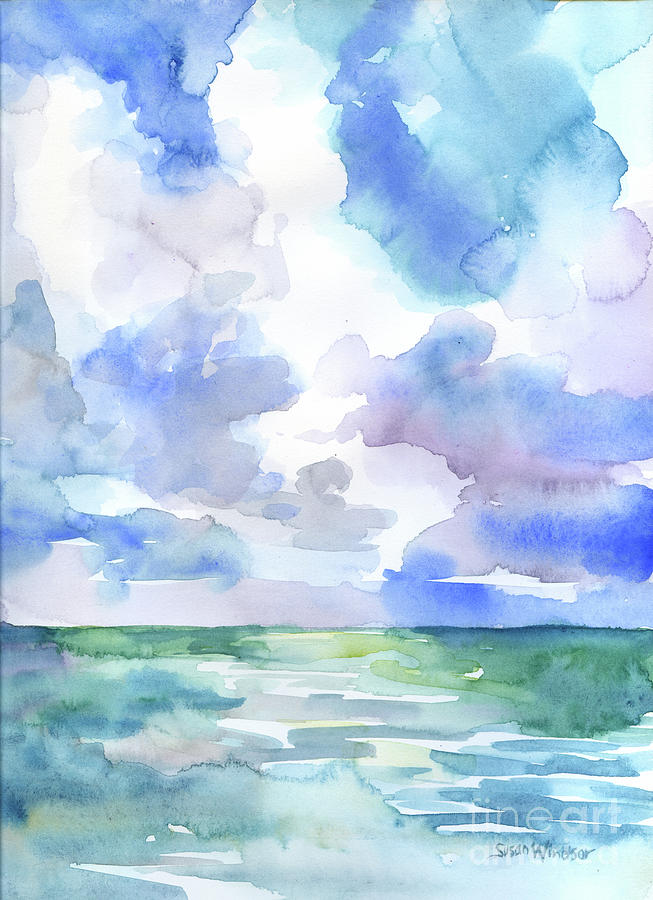 653x900 Abstract Ocean Watercolor Painting By Susan Windsor - Abstract Ocean Watercolor