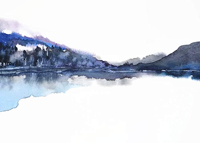 700x499 Landscape Abstract Watercolor Print, Grey Brown White - Abstract Water Color Art