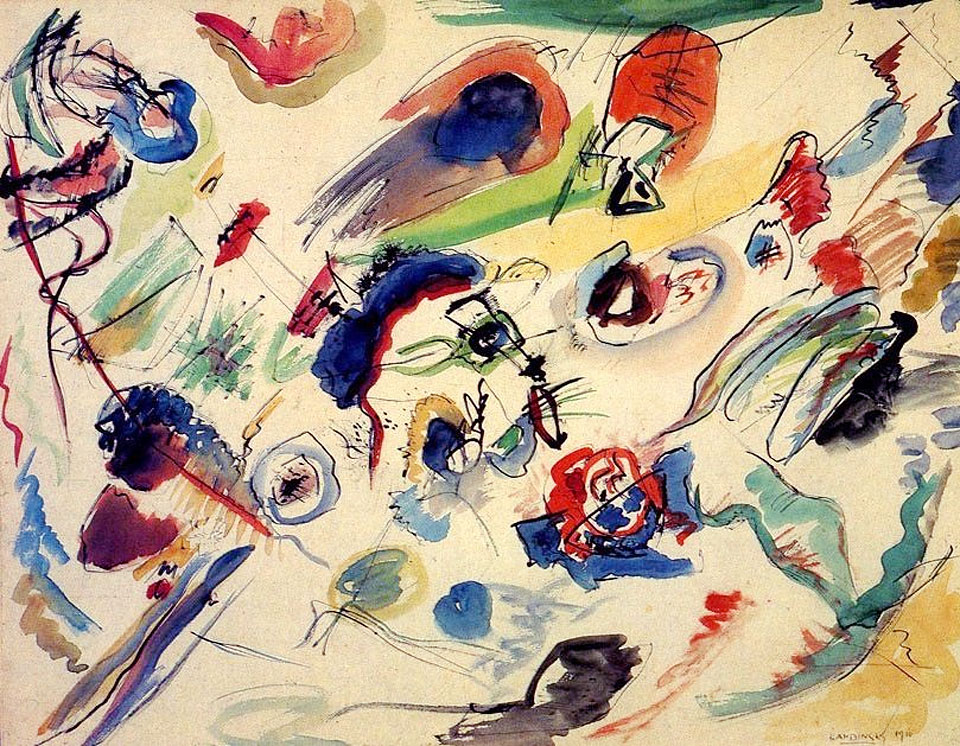 960x746 Wassily Kandinsky Untitled (First Abstract Watercolor), 1910 - Abstract Water Color Art