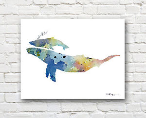300x243 Humpback Whale Art Print Abstract Watercolor Painting Animal Wall - Abstract Watercolor