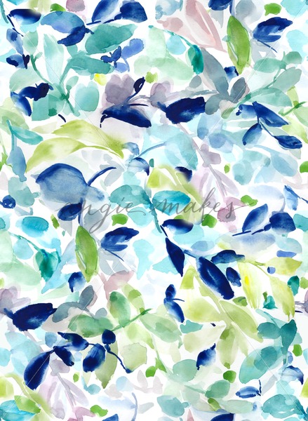 439x600 Seamless, Abstract Watercolor Leaves Pattern. Painted Leaves - Abstract Watercolor
