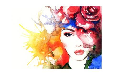 473x315 Woman Portrait .abstract Watercolor .fashion Background Prints By - Abstract Watercolor