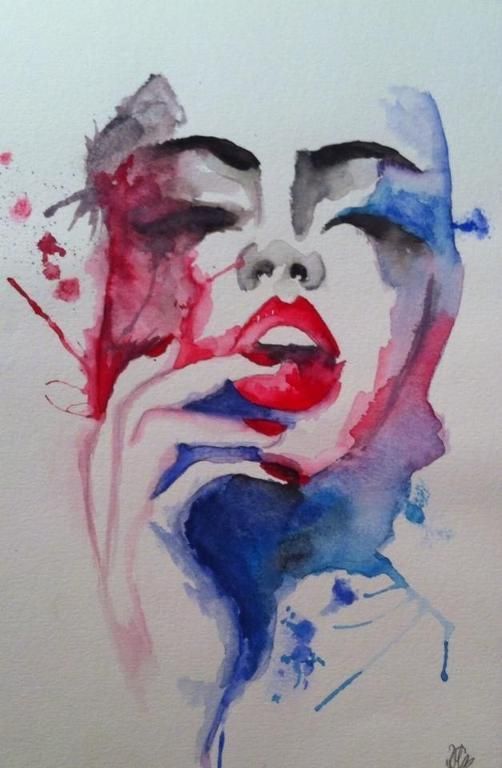 502x768 Abstract Watercolor Portrait - Abstract Watercolor Face